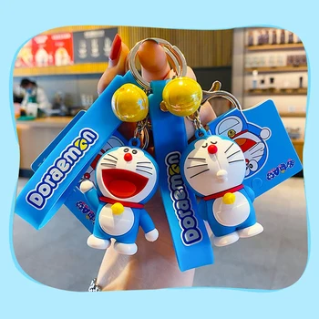 Eredetiség Aranyos Rajzfilm Doraemon Kulcstartó Kék Macska PVC Anime Adatok Medál, Kocsi, Táska, Kulcstartó Dísz Gyerekeknek Barátom Ajándék