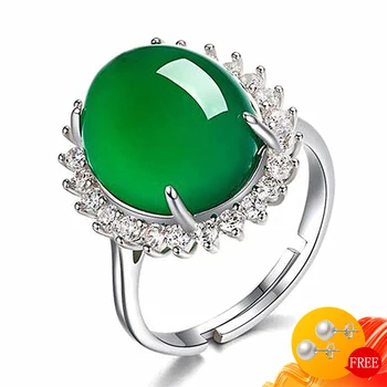 Klasszikus Gyűrű 925 Ezüst Ékszerek, Kiegészítők, Ovális Alakú Létre, Smaragd Cirkon Drágakő Nyitva Ujj Gyűrű a Nők Esküvő Party