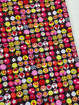 Pamut Anyagból készült Rajzfilm Aranyos Szív Felhő Virág megyek el Gomba Csillag Pink Fekete Flóra Patchwork Textil Szövet Haza Ruházat viaphil