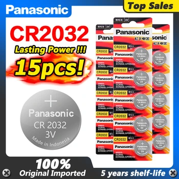 15Pcs eredeti teljesen új akkumulátor, PANASONIC cr2032 3v gombelem érme elemek Megfelelő Támogatja Óra