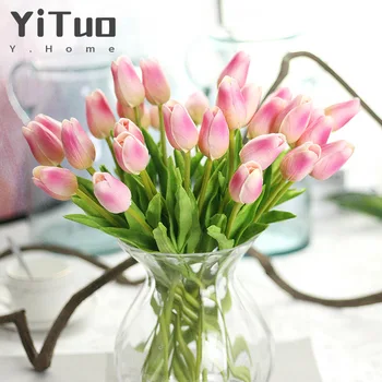 YiTuo 10 Darab Tulipán Szimuláció Virág Pu Mini Tulipán (Váza Nélkül)