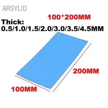 ARSYLID Magas minőség 100*200*1.0/2.0/4.5 mm-es hővezető 3.6 W CPU Hűtőborda Hűtés Vezető Szilikon Pad Termikus Párna
