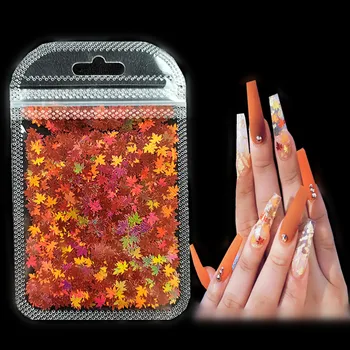 1bag Holografikus Többszínű Flitterekkel Kaméleon Nail Art Glitter Pehely Alakú Design Lézer Maple Leaf Dekoráció Manikűr