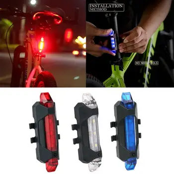 Kerékpár Lámpa Vízálló Hátsó hátsó Lámpa LED USB Újratölthető Mountain Bike Kerékpározás Fény Taillamp Biztonsági Figyelmeztető Lámpa
