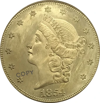 S 1854 Egyesült Államok 20 Dollár Szabadság Fej Dupla Sas arany, Réz érme Gyűjtők Másolás Érme