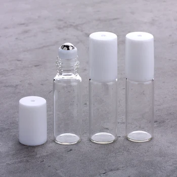 100/Sok 5ml Átlátszó Üveg illóolaj Üveg Roll-on Üveg, Műanyag Fedél Mini Újratölthető Parfüm Üveg