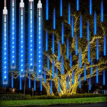 Vízálló Meteorzápor Eső Fény 50CM 384 Jégcsap LED Havas Eső Esőcseppek String Fény karácsonyfa Tündér Garland Fény