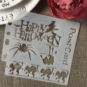 5inch Halloween Pók Vér Állatok DIY Rétegződés Stencil Festmény Scrapbook Színezés Dombornyomás Album Dekoratív Kártya Sablon
