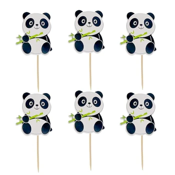 24Pcs Kedves Panda Cupcake Toplisták Gyerekek Születésnapi Party Esküvői Torta Dekoráció, Kellékek Kínai nemzeti kincs állat a panda