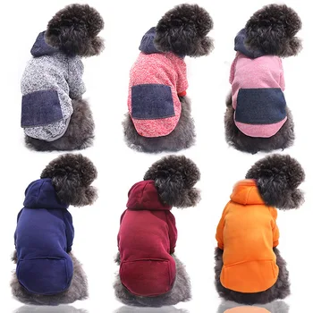 Kutya ruha vastag tű farmer zsebében gyapjú pulóver, macska, kisállat, ruhák, kellékek őszi-téli kétlábú ruhák