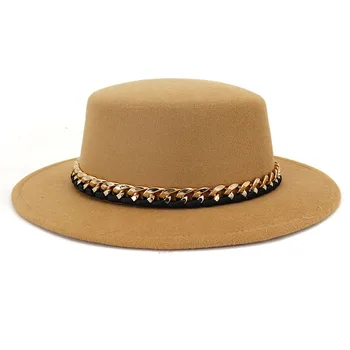 Női sapka, kalap, a férfiak a kalap úgy érezte, új 2021 divat, tavaszi, őszi Jazz Kalap Európai Amerikai Fém lánc vintage fekete Gyapjú