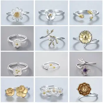 Chandler Koreai Divat Virág Gyűrű Nyitó Virágzó Elegáns Flora Ujját, Jegygyűrűk, Eljegyzési Gyűrű Mindennapi Bague Judit