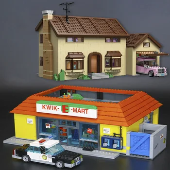 MINI Figurák Szupermarket Ház Kwik-E-Mart StreetView építőkövei Tégla Város kisbolt Karácsonyi Játék Ajándék