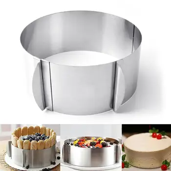 6-12 colos Kihúzható Rozsdamentes Acél Kör Mousse Torta Gyűrű DIY Sütés Eszköz