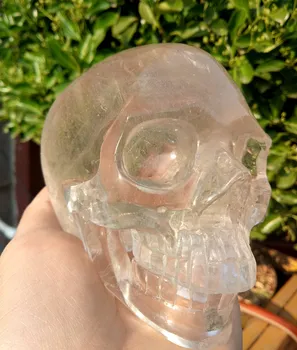 Tiszta kristály koponya Természetes fehér átlátszó kvarc koponya reiki gyógyító kristály