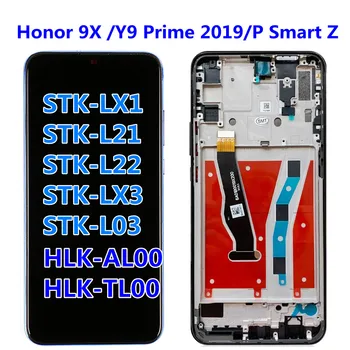 A Huawei Honor 9X Globális Prémium LCD Kijelző érintőképernyő touch Digitalizáló Szerelvény Keret STK-LX1 STK-L22 lcd Kína HTK-AL00