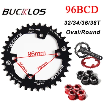 BUCKLOS Chainring 96BCD Kör alakú vagy Ovális kerékpár chainwheel 32/34/36/38T lánc, gyűrű SHIMANO M7000 M8000 M4100 M5100 fogat Lemez 96bcd