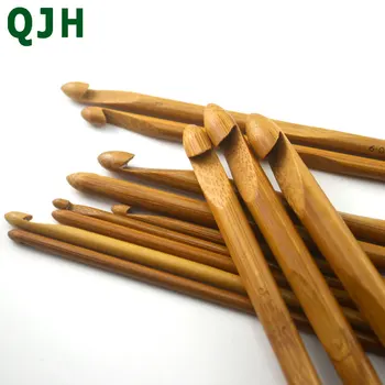 12 Méretben, Bambusz Kötőtű Kezelni horgolótű Kötött szövet Fonalat Kézműves Haza DIY Kézi Kötés Eszközök RX024