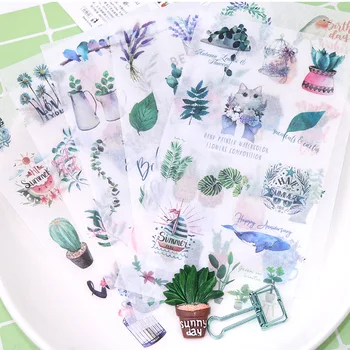 6 db/sok Friss Zöld Növények Golyó Journal Dekorációs Matricák Scrapbooking DIY Napló Album Stick Felkínálja Japán papíráru