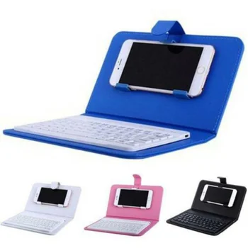 Mini Hordozható, Vezeték nélküli, Bluetooth-kompatibilis Billentyűzet, bőrtok Okostelefon mini teclado клавиатура для телефна