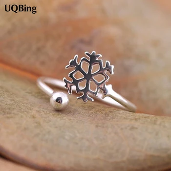 Újdonságok A 925 Sterling Ezüst Gyűrű Hópehely Gyűrű Nyitva Gyűrűk Lány Nők Ajándék Ékszer