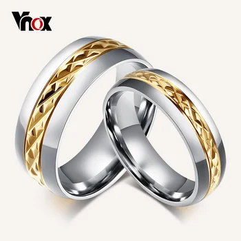Vnox Arany színű Rombusz Felület jegygyűrűt a Nők a Férfiak Rozsdamentes Acél Pár Ékszert Ígéret Zenekar Szövetség Bijoux