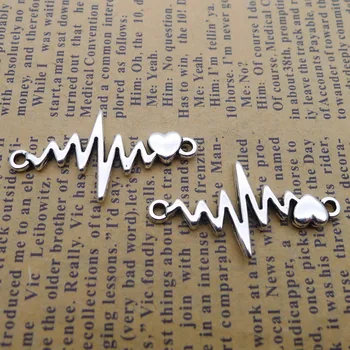20db Kreatív Ékszerek Fülbevalók Medálok Antik Ezüst Színű Szerelem Kardiogram Varázsa 17x32mm