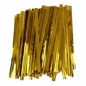 JEYL Csomag 100 arany, vas vezeték rögzítő csavar nyakkendő táska édesség süti nyalóka
