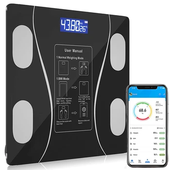 Bluetooth testzsír mértéke BMI Mérleg Smart Vezeték nélküli Digitális Fürdőszoba Súly Skála testösszetétel Analizátor Mérési Skála