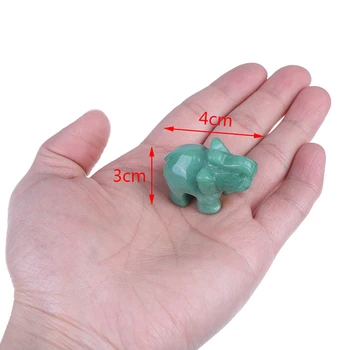 Természetes, Kézzel Faragott Zöld Aventurine Jade Kő Szerencsés Elefánt Csakra Kövek Gyógyító Feng Shui Szobor Figura Drágakő