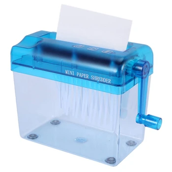 A6 Mini Kézi Hajtókar Kék Aprító Daráló Romboló Papír alapú Dokumentumok vágógép-scll Office Home Kézi Iratmegsemmisítőt