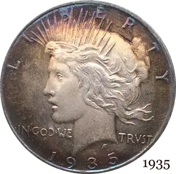 Amerikai egyesült Államok MINKET 1935 Szabadság Érmét istenben bízunk 1 Béke Dollár Cupronickel Ezüst Bevonatú Másolás Érmék