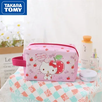 TAKARA TOMY divat lady aranyos rajzfilm Hello Kitty PU bőr kozmetikai táska egyszerű, három-dimenziós hordozható wc-táska