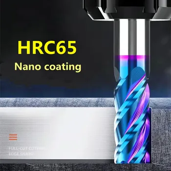 8 10 mm Keményfém Maró Maró HRC65 Végén Marás CNC Nano Bevonatú Cutter 4 Fuvola Wolfram Steel Marás Fém Meghosszabbított Vágó