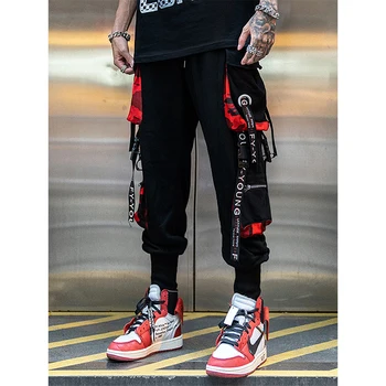 férfi nadrág weatpants Hip-Hop futó nadrág férfi alkalmi nadrág streetwear splice Multi-pocket nadrág férfi