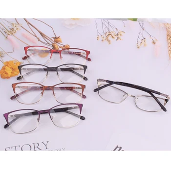 Divat a Nők klasszikus szemüveg nők Szilikon stipule Retro Márkás Szemüveg design, Fém, Optikai Keret Oculos Téglalap gafas
