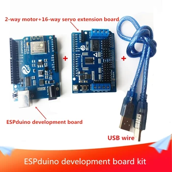 ESPduino Fejlesztési Tanács Készlet Kompatibilis WiFi Arduino a Vezérlő 2-utas Motor & 16-ahogy Szervo UNO R3 Küldeni USB kábel