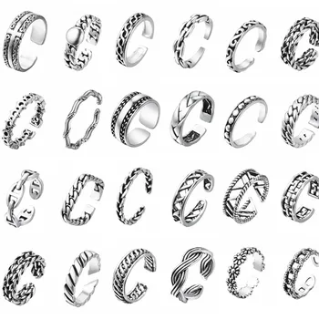 Fekete Antik Thai divat a Retro Gyűrűk, Nők, Férfiak, Állítható Ujj, Lábujj Gyűrű Szláv Viking Vintage Ékszerek török Gyűrű Ajándék