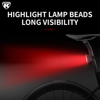 KOOTU Kerékpár hátsó Lámpa Vízálló USB Újratölthető Lovaglás hátsó Lámpa Kerékpár Sisak hátsó Lámpa LED Villogó Hosszú Fényes