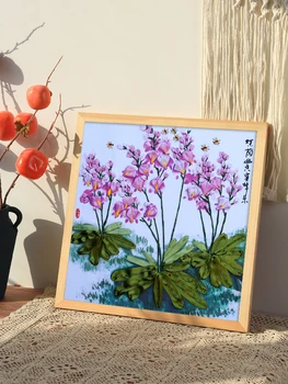 Kínai stílusú Orchidea Szalag Hímzéssel 50*50cm DIY Kézimunka Készletek, keresztszemes Festmény Virágok Wall Art lakberendezés
