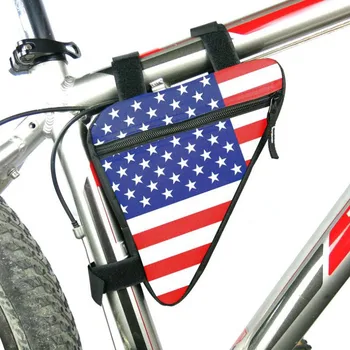 B-LÉLEK Vízálló Kerékpározás Táskák Első Cső Váz Táska Út Háromszög mtb Kerékpár Tok Jogosultja Nyereg Táska Amerikai Zászló