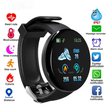 D18S Intelligens Karóra Vízálló Sport Fitness Tracker SmartWatch Vérnyomás pulzusmérő Karszalag Android Ios Telefon