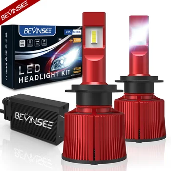 Bevinsee H7 LED Izzók H4 HB3 HB4 Autó LED Fényszóró Automatikus H8 H9 H11 Izzók 15000LM 100W 12V Fehér 6000K 9012 Fényszóró