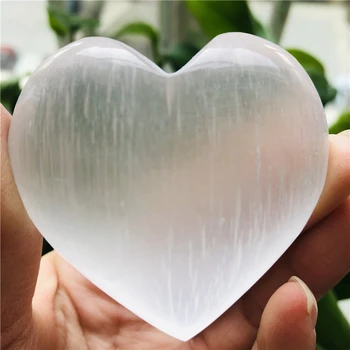 5-6cm Természetes Selenite Szív Kristály Gipsz fehér Kvarc Kemény Ásványi anyagok Minta Pont Gyógyító Kő