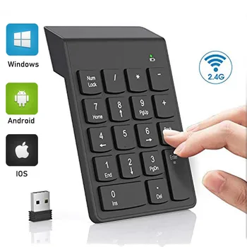 Kis méretű Vezeték nélküli Numerikus Billentyűzet 2,4 GHz-es Numpad 18 Gombok Digitális Egyengetni Numpad Számviteli Teller Laptop Notebook Tabletta