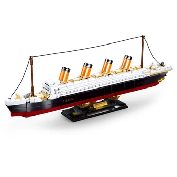 Modell Tégla Épület-Blokk, Körutazás, Titanic, valamint a USS Constitution Oktatási Tégla Játék