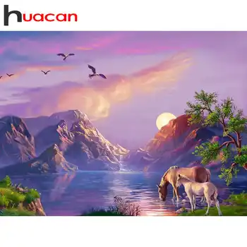 Huacan Teljes Négyzet Gyémánt Festmény Táj, Gyémánt-Mozaik Hímzés Eladó Mountain Home Dekoráció 