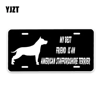 YJZT 15*7.3 CM-es A legjobb barátom egy Amerikai Staffordshire Terrier Kutya Az Autó Egész Test PVC Autó Matrica C1-4602