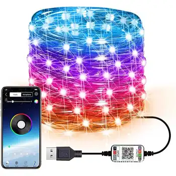 LED String Fény Smart USB-Bluetooth Alkalmazás Vezérlő String Lámpák Lámpa Vízálló Kültéri tündérfény a karácsonyfa Decoratio