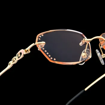 Leesbril Royal Deluxe Luxus, Strasszos Gradiens Olvasó Szemüveg Nők Gyémánt Vágó Keret Arany Olvasók Presbyopic Szem